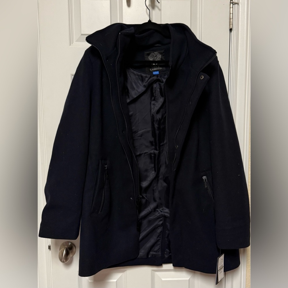 New! Vince Camuto Men’s Elegant Navy Blue Dress Coat  Size- Large